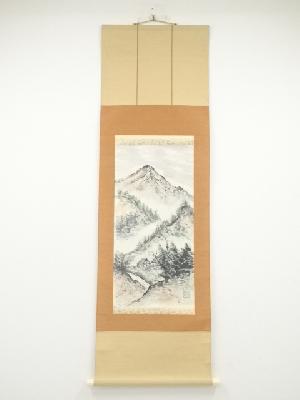 石田柏龍筆　山水　肉筆紙本掛軸